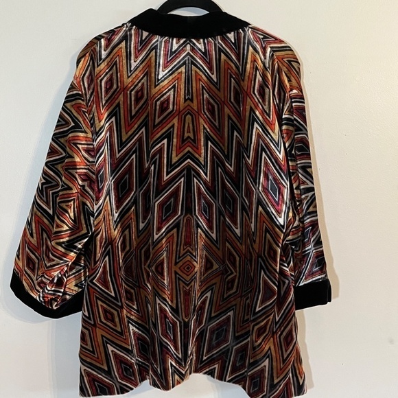 Chicos Jacket Women L Black Velour Boho Aztec Western Festival Hippie Artsy 80s - Picture 9 of 11